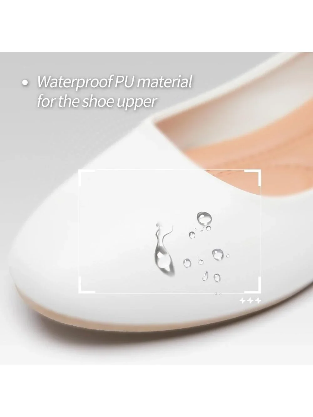 Women's White PU Leather Comfortable Ballet Flat Slip on Round Toe Casual Shoes